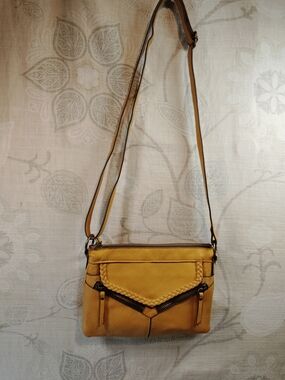 Women’s Mustard Yellow Crossbody Bag - Classic Braided Flap